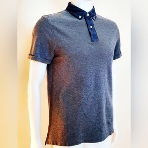 Tommy Hilfiger Light Blue Gray Knit Polo Shirt Short Sleeves New